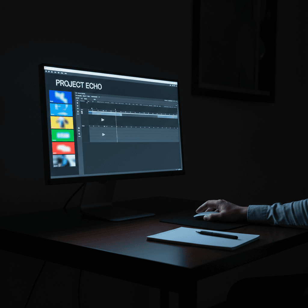 Slide and visual editor on a monitor