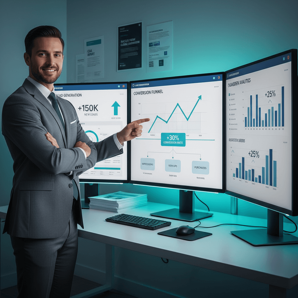 Lead generation metrics and conversion analytics dashboard