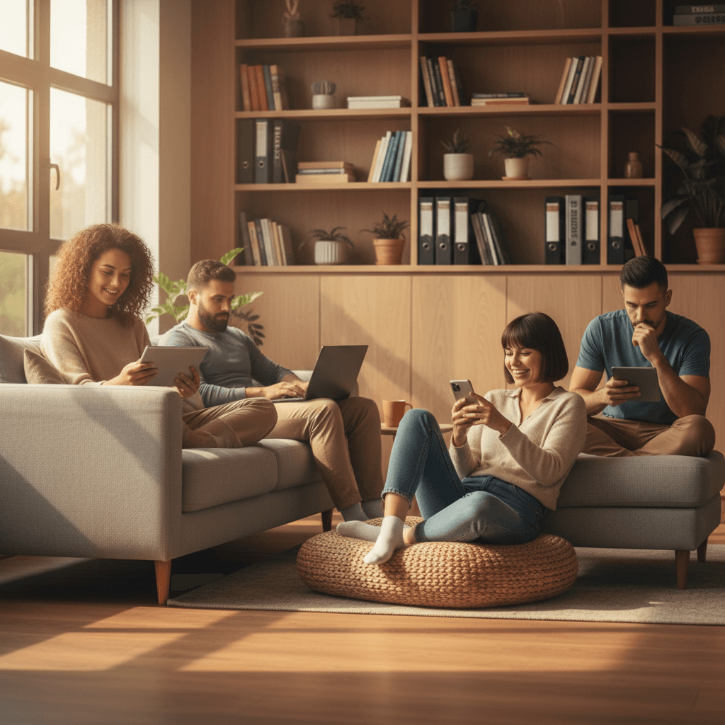 Diverse audience engaging with personalized digital content