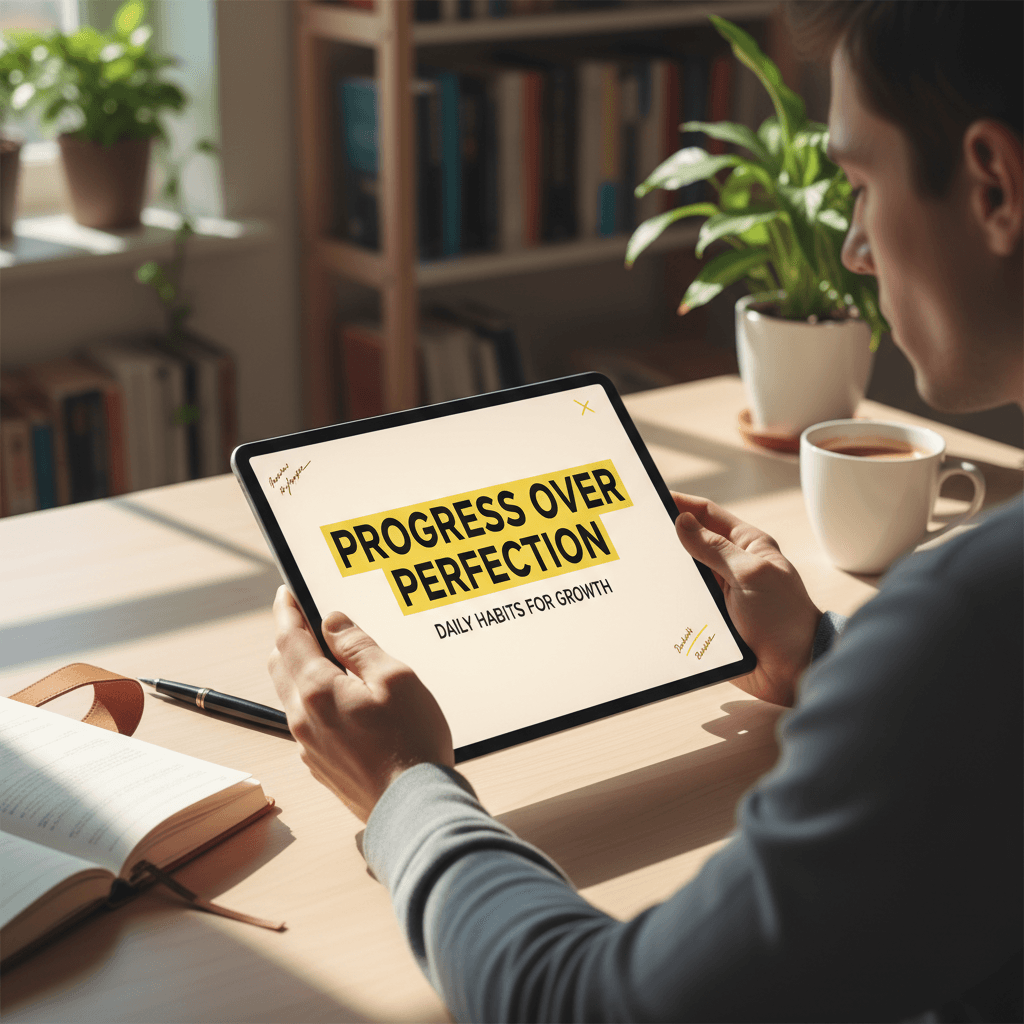 Person studying AI training course materials