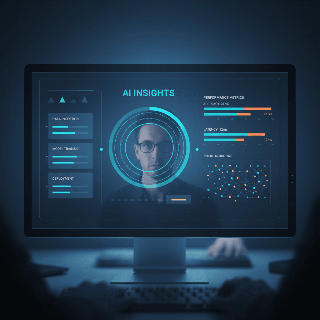 Professional studying dual AI software interfaces side by side for comparison